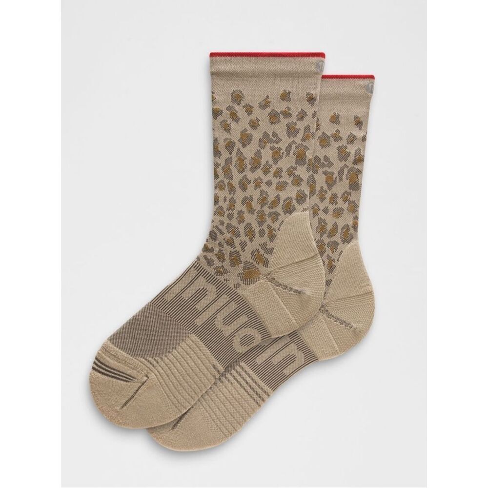 NWT Small W 4-6.5 lululemon True Leopard Red Power Stride Socks Crew Length